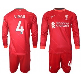 Liverpool VIRGIL 4 Barn Hjemme Fotballdraktsett 2021/22 Langermet (+ Korte bukser)